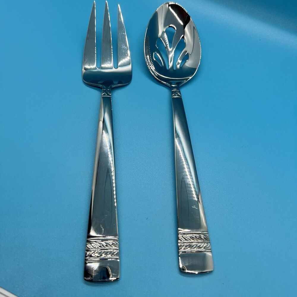 REED & BARTON 18/10 Stainless Steel Serveware Evergreen NEW fork spoon 9" long